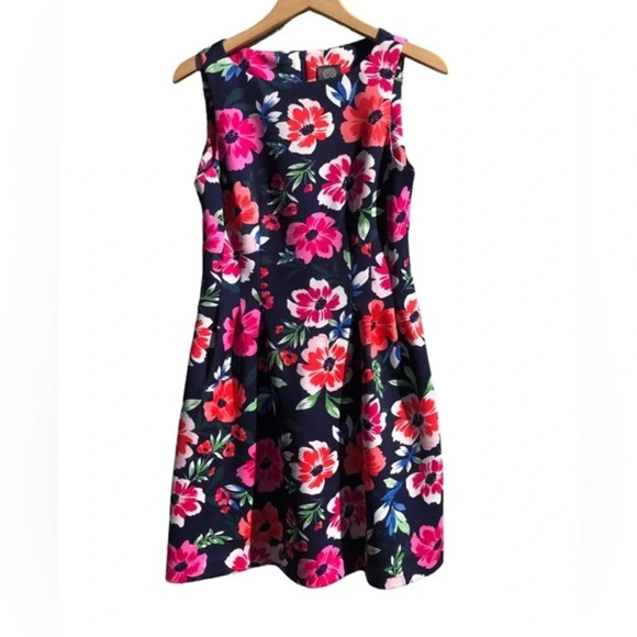 Vince Camuto Fit and Flare Sleeveless Flowy Floral Jacquard Dress Size 8 - Picture 7 of 13